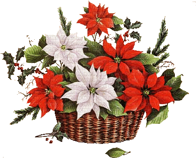 Christmas Flower Basket - Decoupage Navidad Laminas (400x324), Png Download