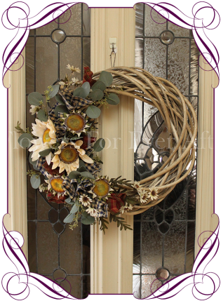 Autumn / Fall Sunflower Wreath - Flowers For Ever After (324x438), Png Download