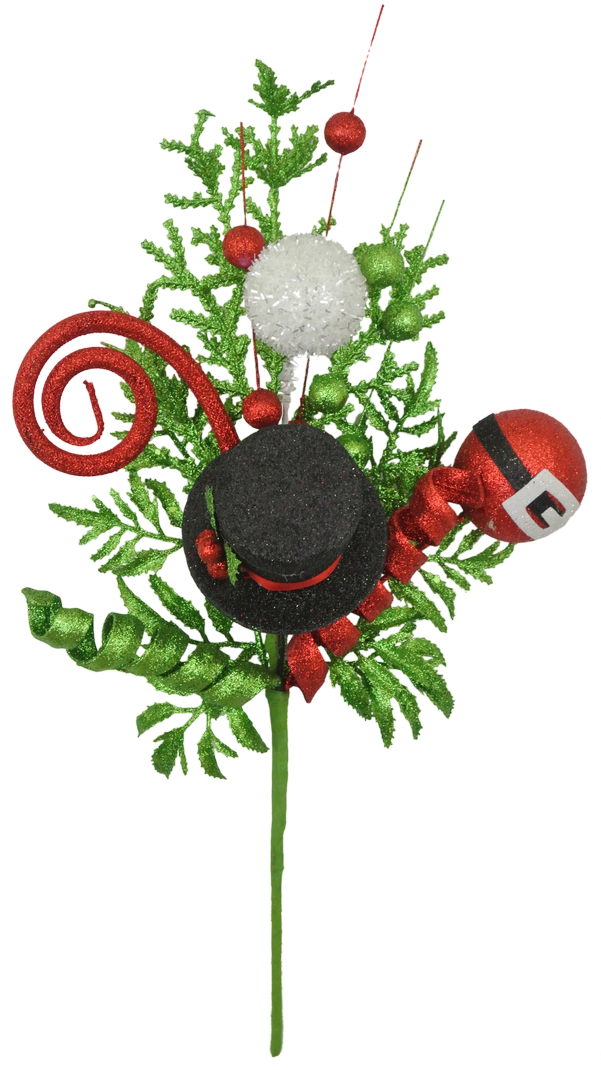 19" Top Hat Christmas Spray - Christmas Ornament (600x1077), Png Download
