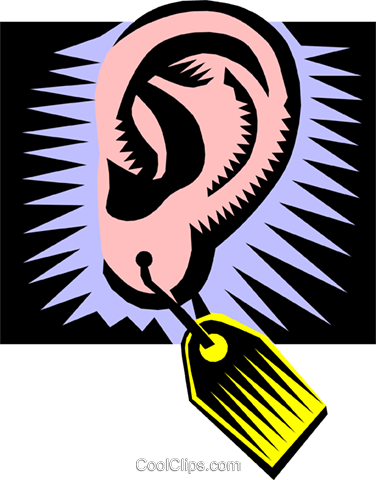 Ear, Price Tag Royalty Free Vector Clip Art Illustration (376x480), Png Download