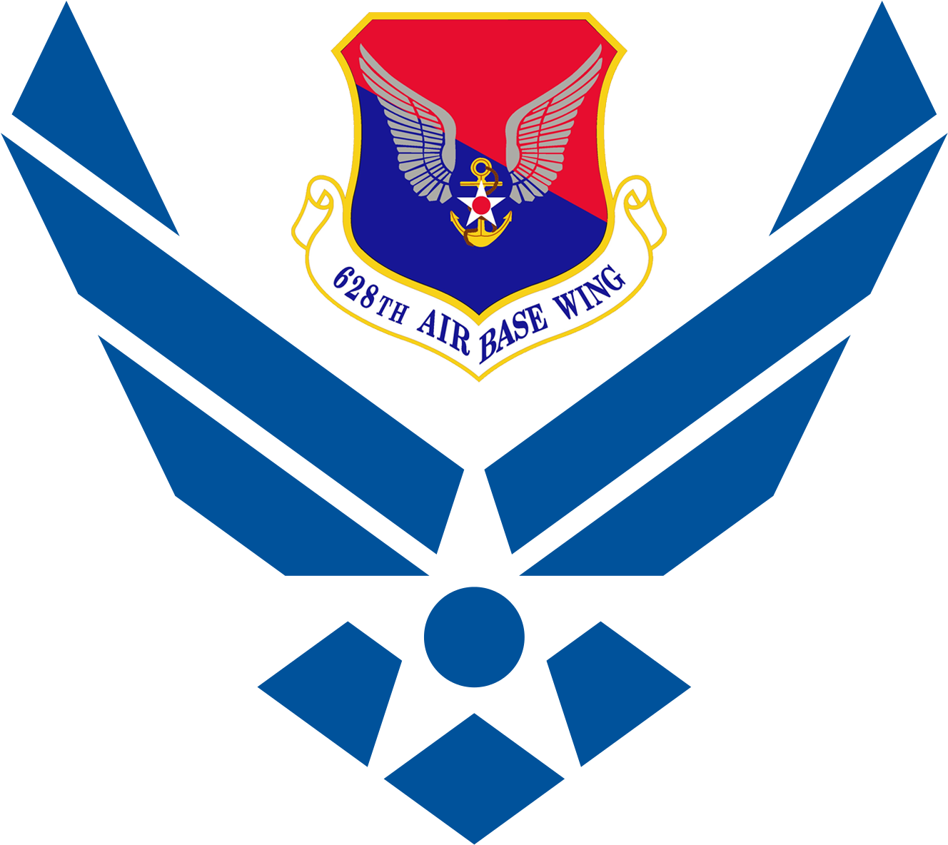 Air Force Wings With 628th Air Base Wing Logo - Us Air Force Logo Png (2000x1561), Png Download