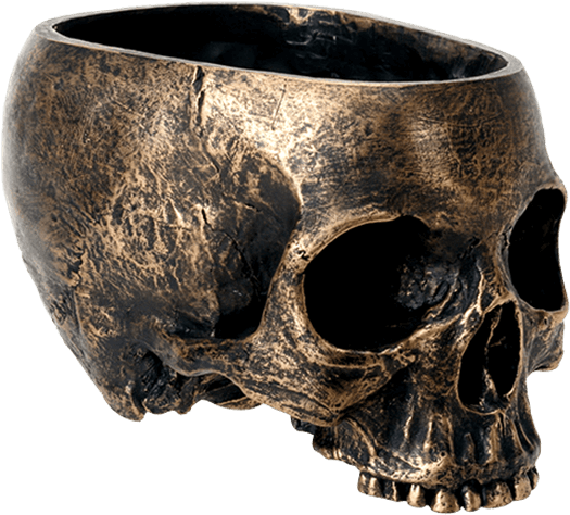 Worn Gold Skull Bowl - Skull Bowl (555x555), Png Download