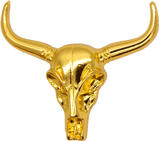 Cow Skull Pin, Gold - Bull (600x600), Png Download
