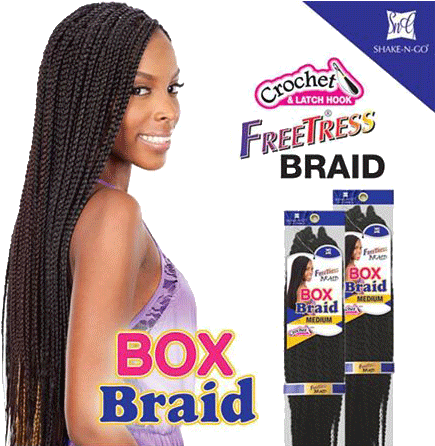 Freetress Pre-looped Crochet Medium Box Braids - Freetress Braid Small Box Braiding Hair (480x445), Png Download