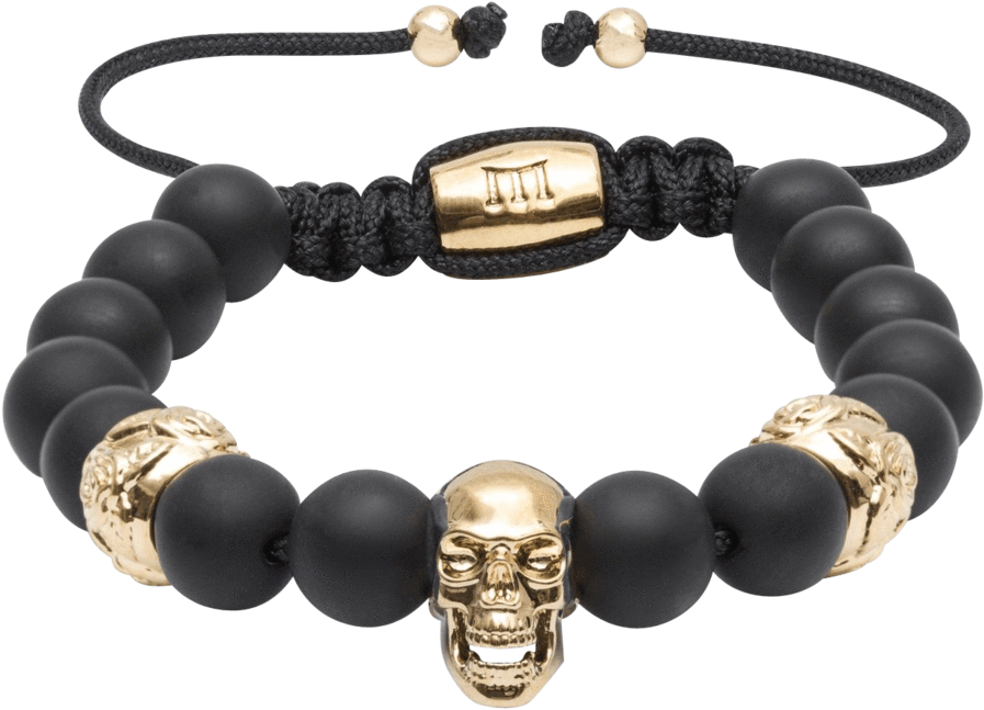 Gold Skull - Matte Black - Bracelet (1024x1024), Png Download