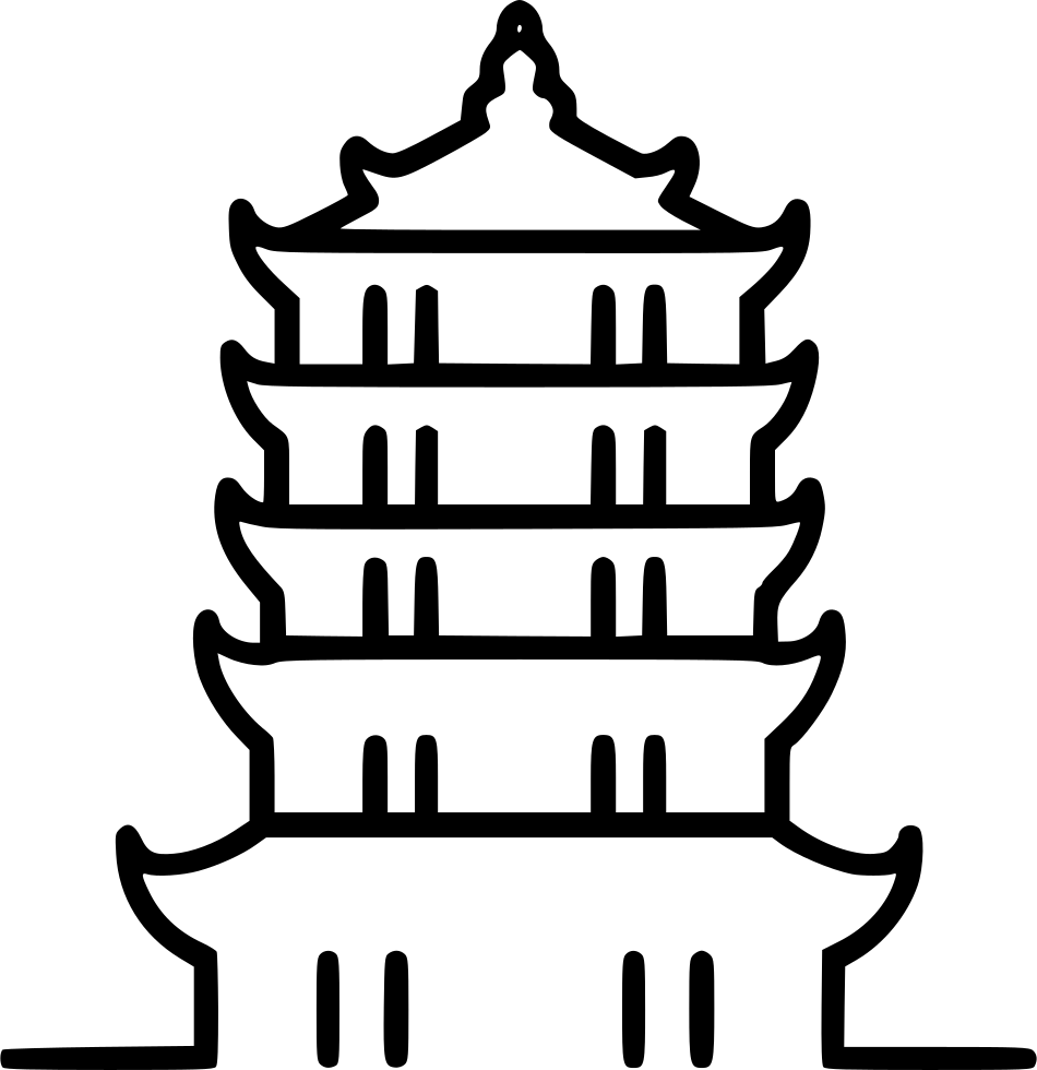 Pagoda Comments - Chinese Houses Clipart Black & White Png (950x980), Png Download