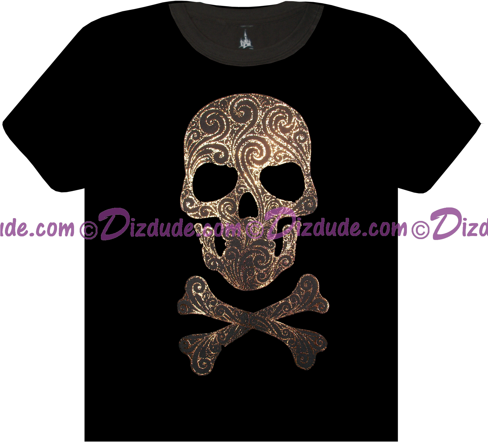 Disney's Pirates Of The Caribbean Girls Gold Skull - Shirt (1600x1568), Png Download