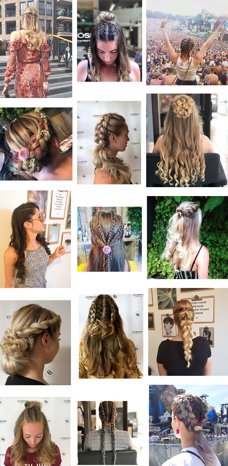 De Mooiste Festival Braids Voor Dit Seizoen Cosmo Hairstyling - Collage (900x1835), Png Download