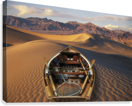 Drift Boat Resting On Sand Dunes In Death Valley National - Death Valley National Park (428x344), Png Download
