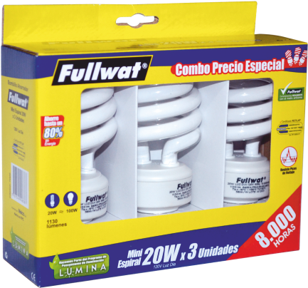 Bombillo Ahorrador Fullwat De 20 W Por 3 Und - Bombillos Fullwat (558x558), Png Download