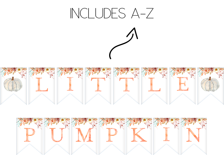 Fall Pumpkin Blue And Orange Floral Baby Shower Banner - Pumpkin (819x1024), Png Download