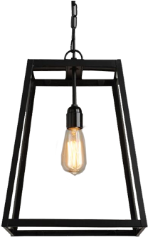 Four-sided Glass Hanging Pendant Lantern: Black (350x350), Png Download