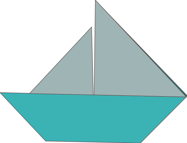 Origami Sailboat Clipart Png - Origami Boat Clipart (600x458), Png Download