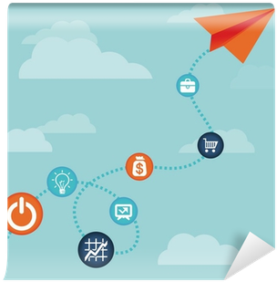 Vector Business Concept -flying Paper Plane Wall Mural - Vector Graphics (400x400), Png Download