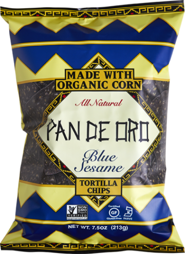 Blue Sesame Tortilla Chips - Pan De Oro Blue Sesame Tortilla Chips, 7.5 Oz (pack (360x494), Png Download