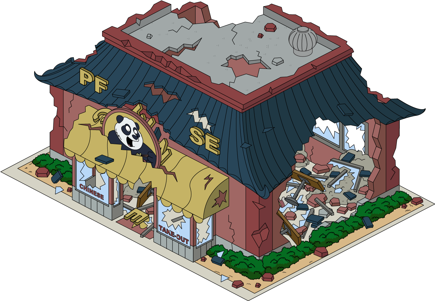Building Giantpandaexpress Destroyed - House (1402x1068), Png Download