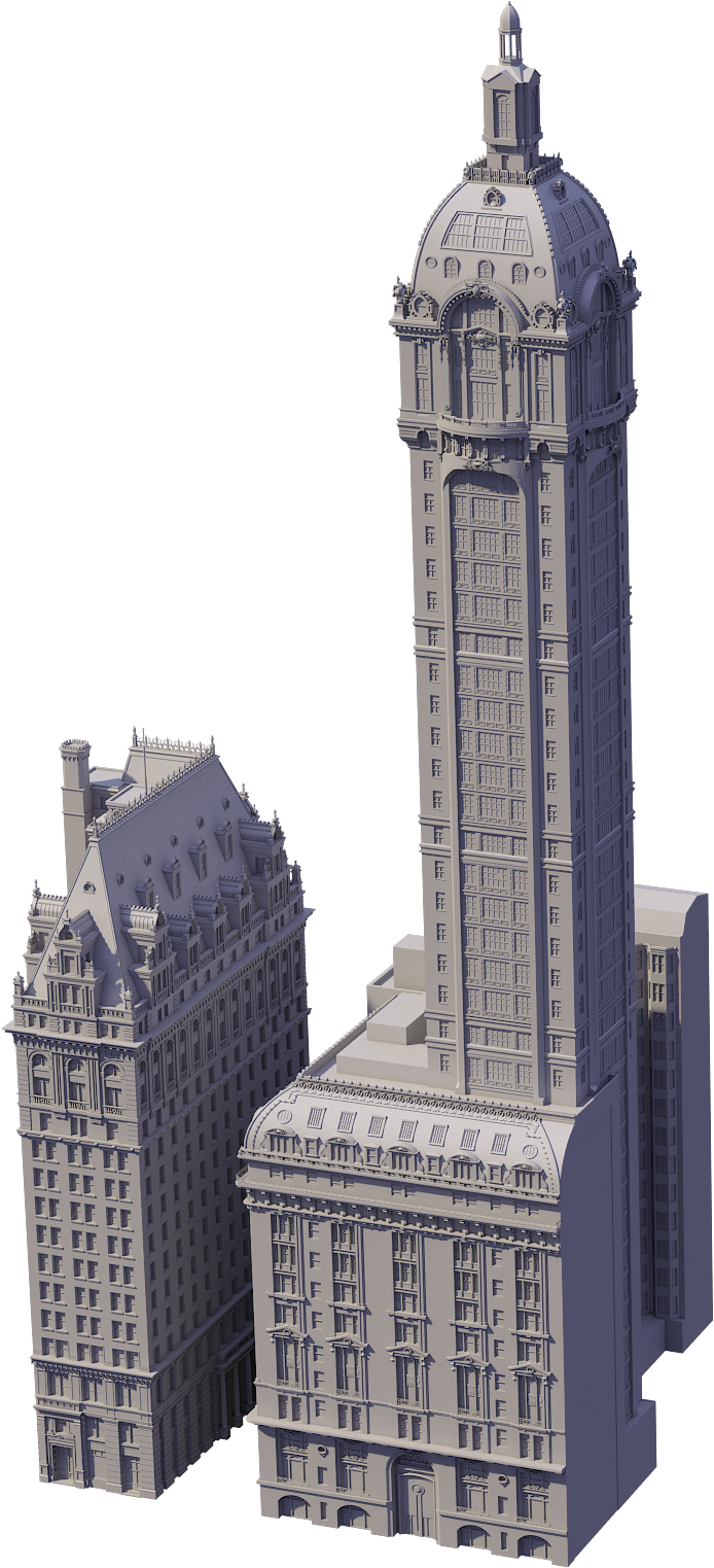 When I First Started To Model The Singer Building, - Washington Life Building (1000x1800), Png Download