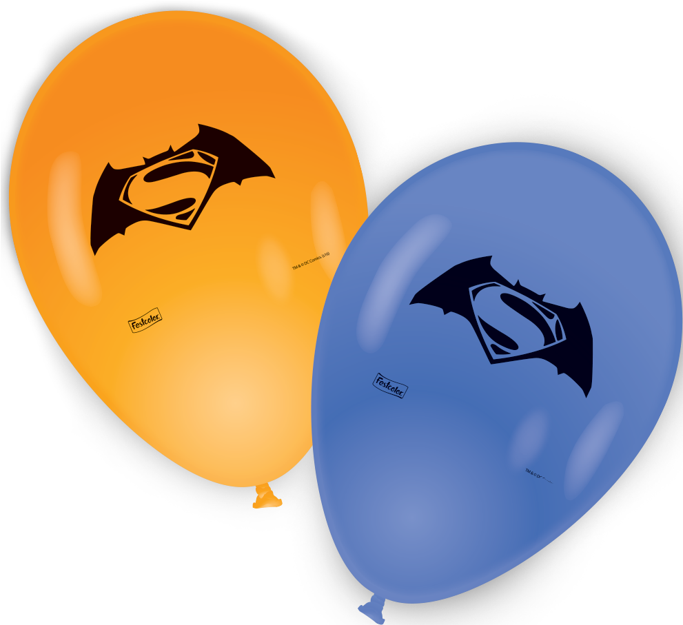 Balões De Látex Batman Vs Superman 25 Unidades Festcolor - Balloon (990x990), Png Download