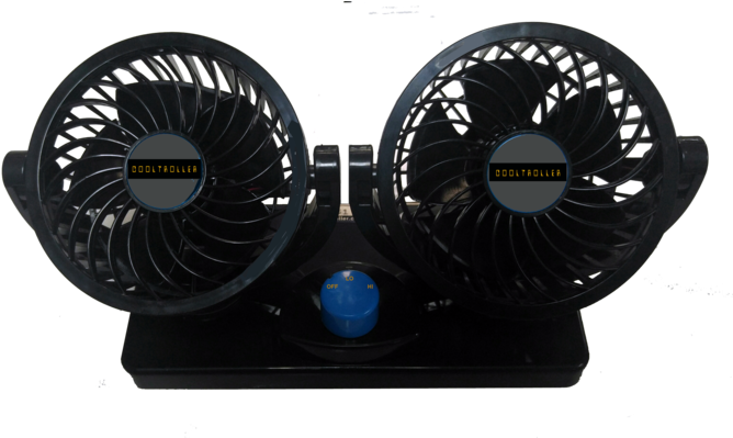 Cooltroller-dual Fans Double Headed Operator Cooling - Cooling Fans For Forklift Operators (684x398), Png Download