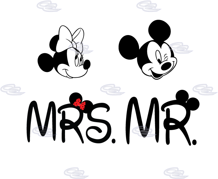 Disney Cute Couple Mr Mrs Mickey Minnie Mouse - Mr And Mrs Mickey (812x697), Png Download