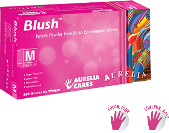 Aur Boxgraphics Productpg Blush - Blush Nitrile Powder-free Examination Gloves - Large (700x700), Png Download