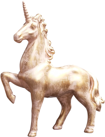 Faceted Unicorn Pink Gold Med 31cm - Statue (500x500), Png Download