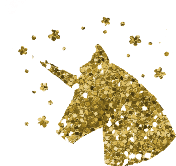 Gold Glitter Unicorn Transparent (400x376), Png Download