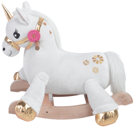 Hopping On Angel The Beautiful White And Gold Unicorn - Rockabye Angel The Unicorn Rocker Ride (498x498), Png Download