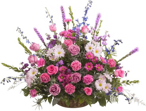 Graceful Lavender Funeral Basket - Royer's Flowers & Gifts (500x611), Png Download