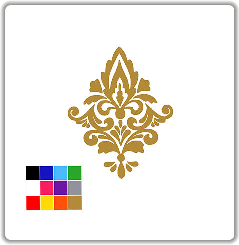 Damask Wall Stickers - Damask Stencil Design Stencil Print (500x500), Png Download