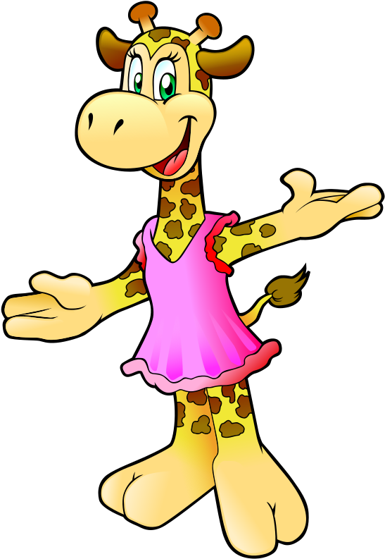 Giraffe Clipart Cartoon Clipground - Giraffe In Clothes Cartoon (566x800), Png Download