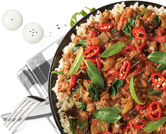 Spicy Eggplant & Lentils - Biryani (535x445), Png Download