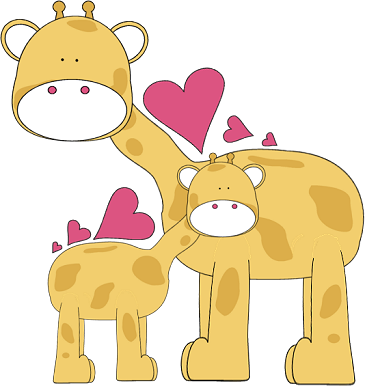 Giraffe Love Clip Art - Cute Valentines Clip Art (365x386), Png Download