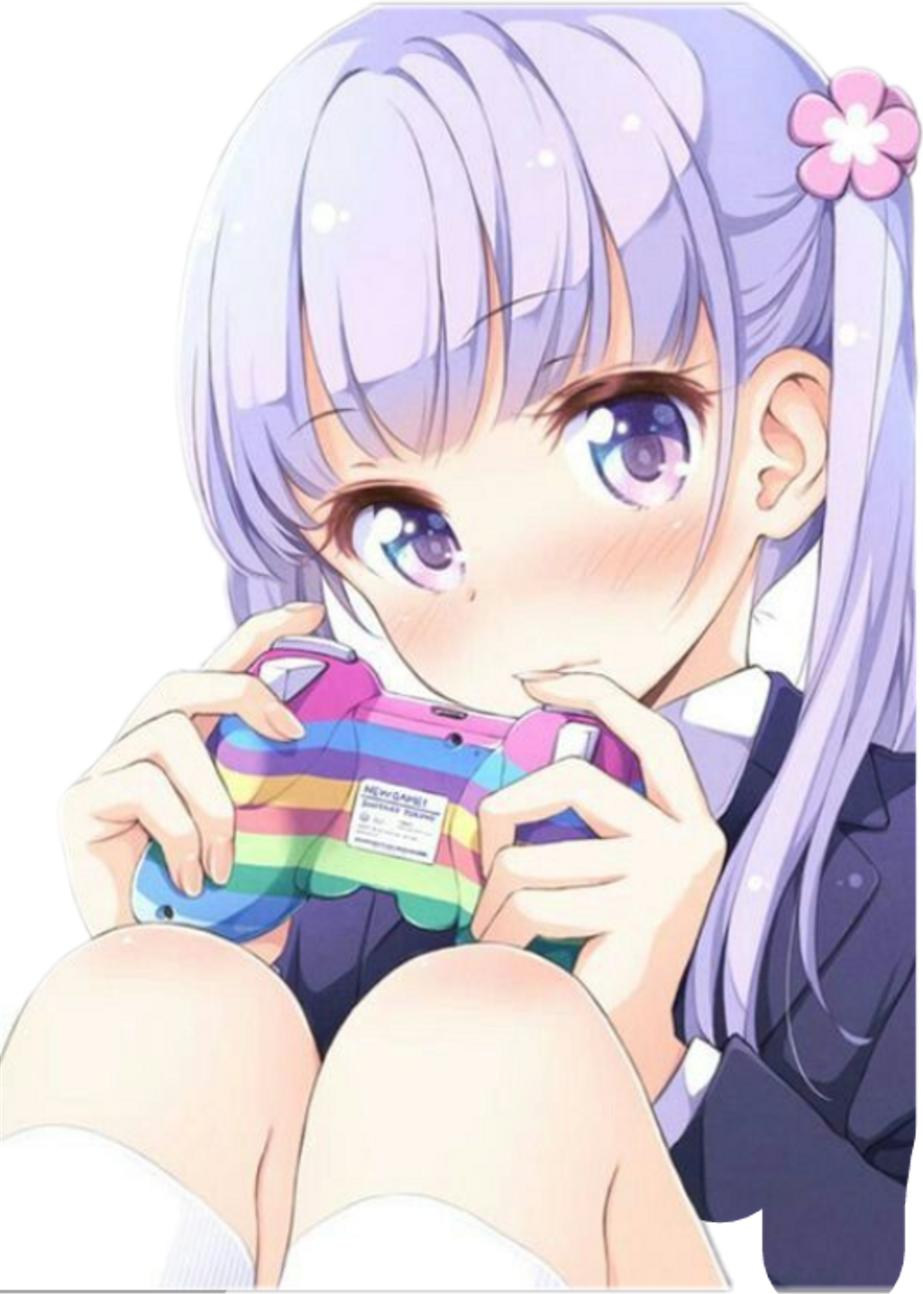 Report Abuse - Anime Girl Playing Video Games (372x511), Png Download