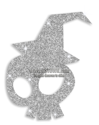 Glitter Halloween Skull Iron On Transfer Motif - Silver (450x450), Png Download