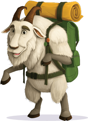 Mountain Goat Character Wearing Hiking Backpack - Open Court Reading (460x460), Png Download