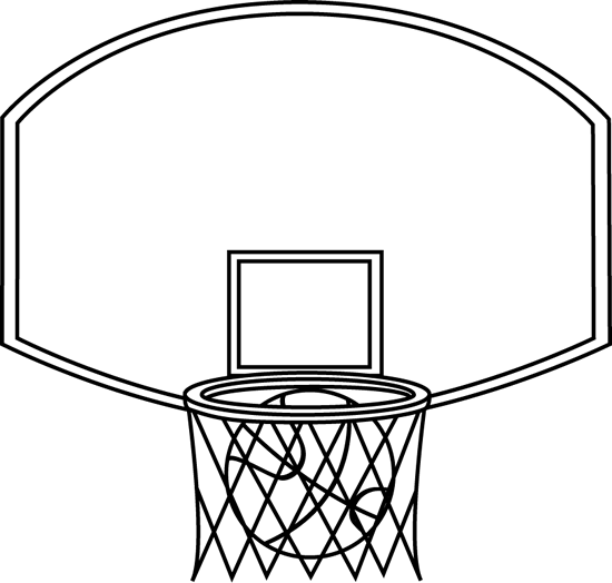 Black And White Basketball Backboard And Ball Clip - Black And White Image Of Basket Ball (550x524), Png Download