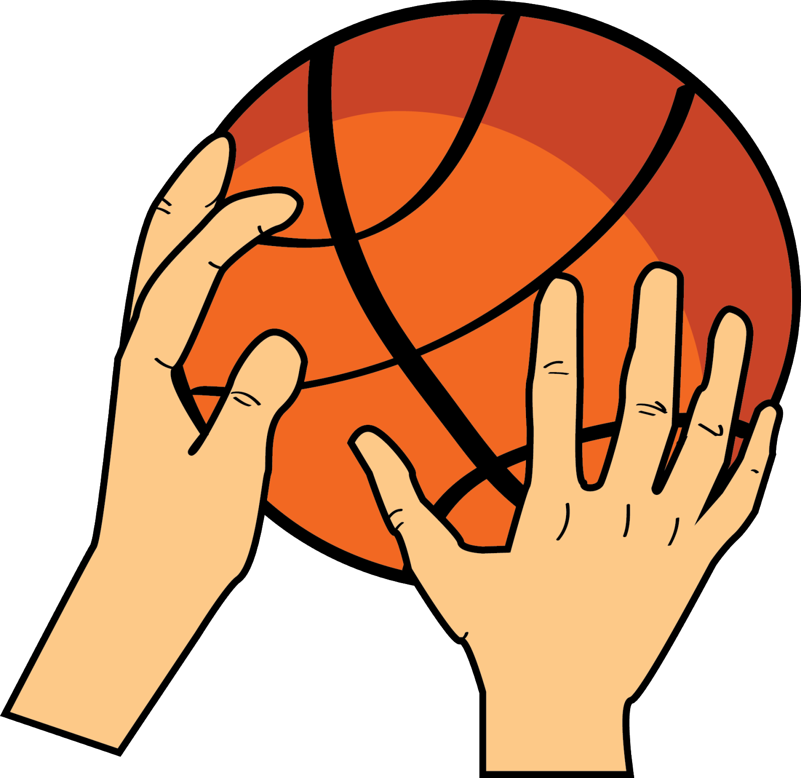 Hand Basketball Clip Art - Hand On Basketball Drawing (1599x1553), Png Download
