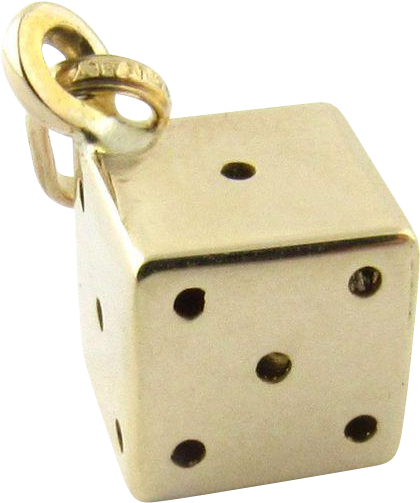 Vintage 14 Karat Yellow Gold Dice Charm - Wood (502x502), Png Download
