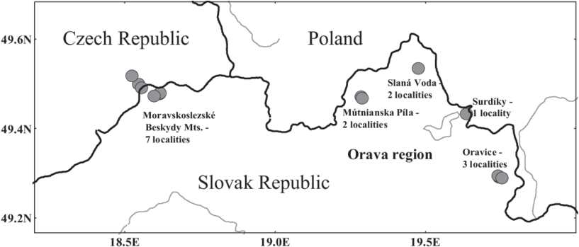 The Distribution Of Study Sites In The Western Carpathians - Publicaciones Heres (850x359), Png Download