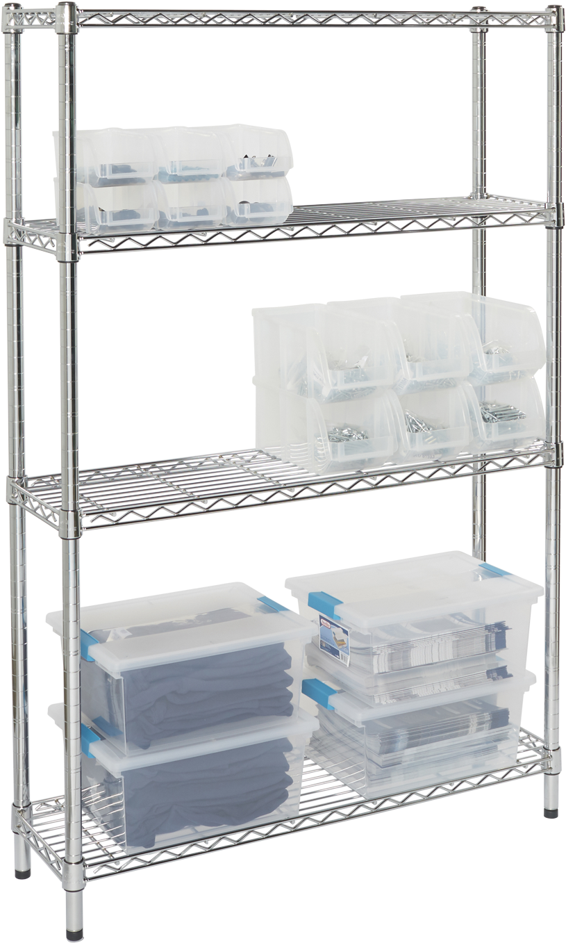 Industrial Post Steel Wire Shelving - Metalen Opbergrek (1500x1500), Png Download