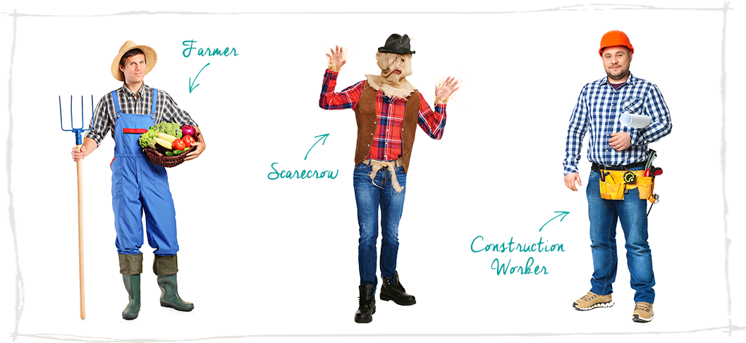 Hal0039 Halloweennew Decor Plaid 21 - Farmer Diy Costume (1066x490), Png Download