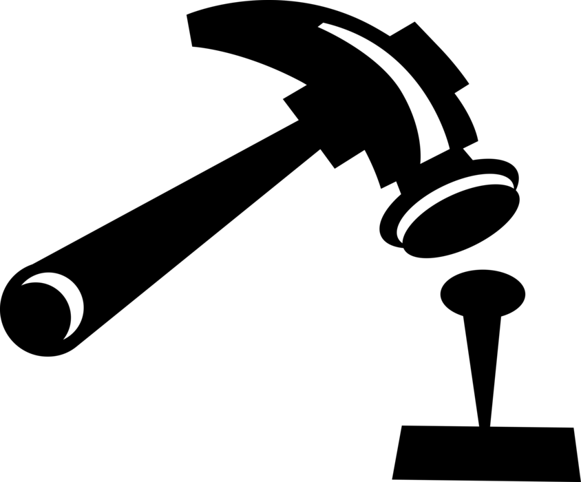 Vector Illustration Of Claw Hammer Hand Tool Used To - Applied Force (844x700), Png Download