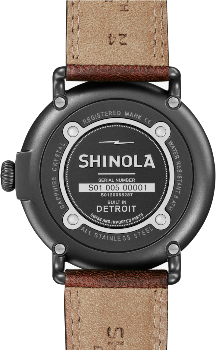 Shinola - Runwell 47mm - Midnight Blue/cattail - Back - Shinola Men's Runwell Stainless Steel Watch - Black/stainless (966x1449), Png Download