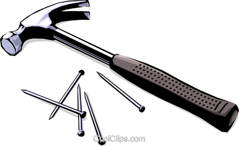 Hammer & Nails Royalty Free Vector Clip Art Illustration - Prego E Martelo Png (480x293), Png Download