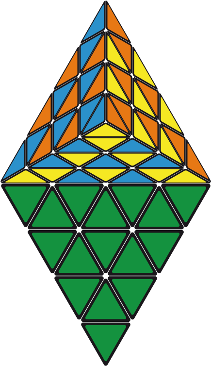 3 Checkered Hexagons - Pyraminx (440x762), Png Download