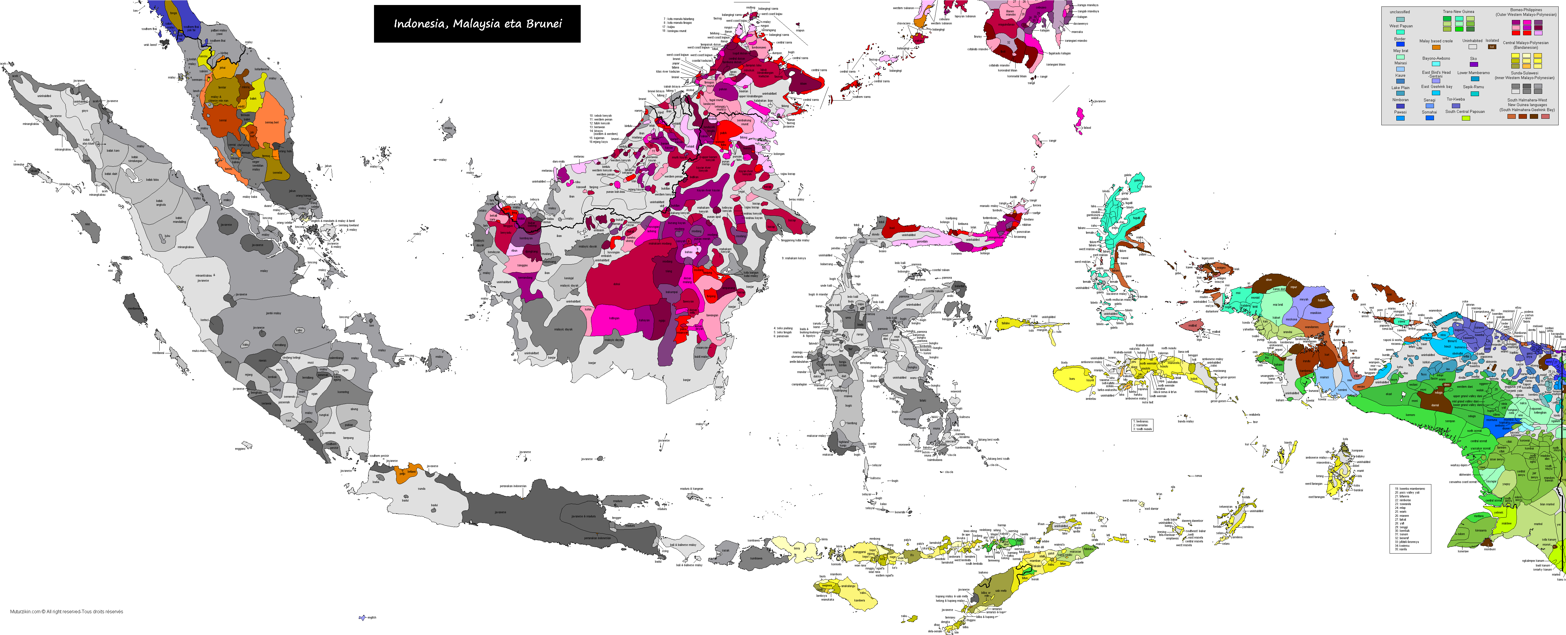 Indonesia - Map Of Indonesian Languages (5344x2182), Png Download