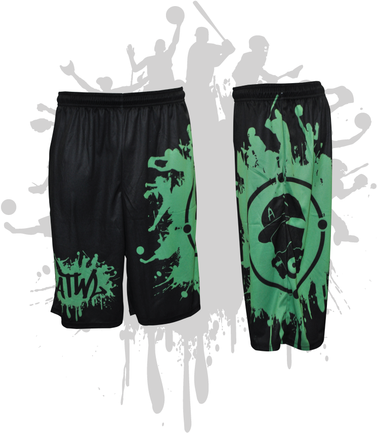 Splatter Splash Mens Full Dye Shorts Black/kelly Green - Green (800x857), Png Download
