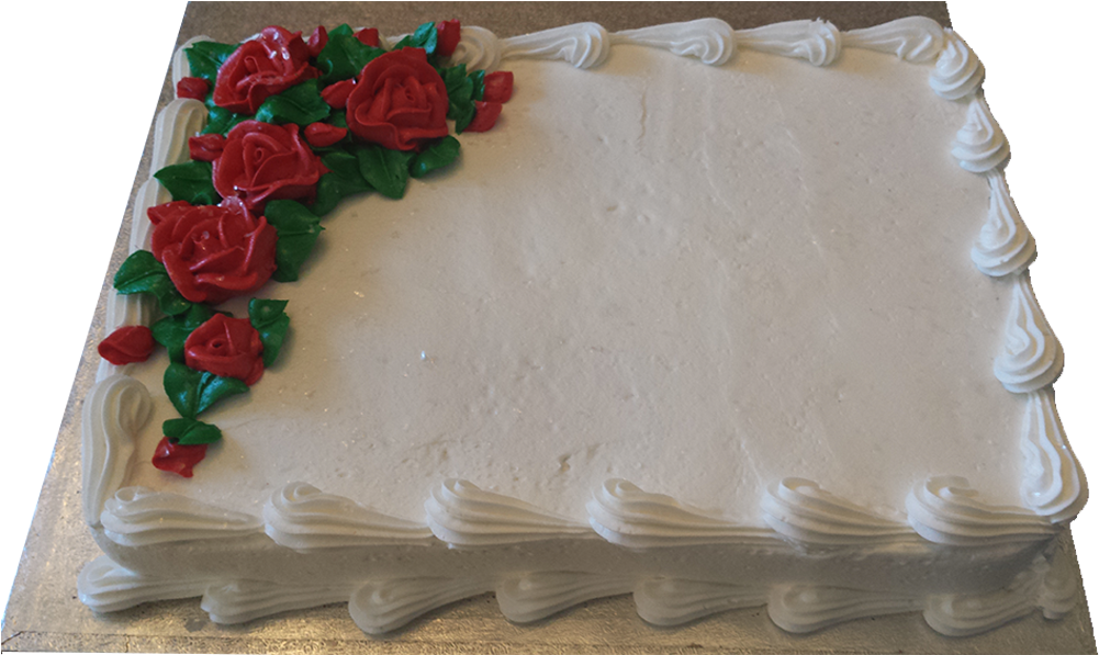 Red Rose Decorated Slab - Rectangle Cake With Red Roses (1000x1000), Png Download