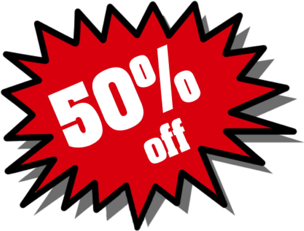50 Percent Off Transparent (972x757), Png Download